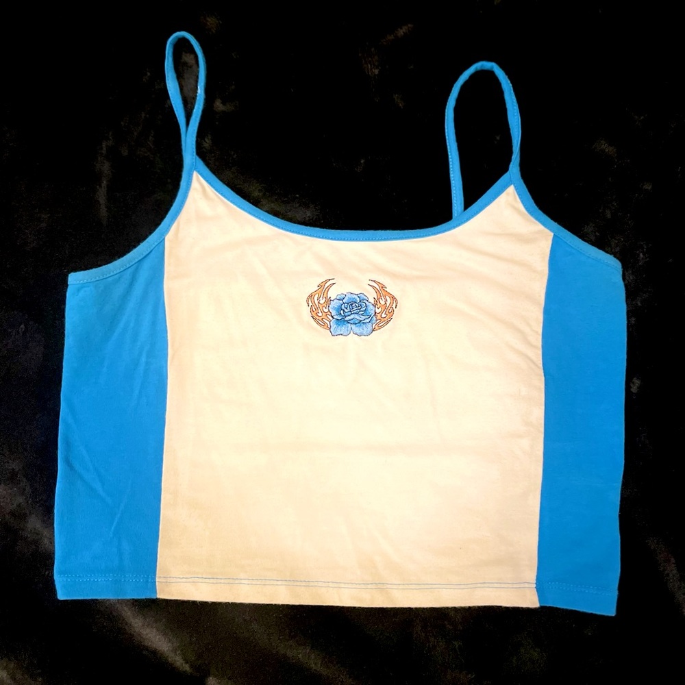 Rose with flames y2k tank top